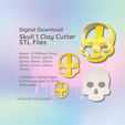 Cover-7.png Clay Cutter STL File - Skull 1- Halloween Whimsigoth Earring Digital File Download- 10 sizes and 2 Cutter Versions, cookie cutter