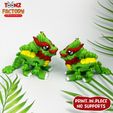 4.jpg STL file PRINT-IN-PLACE FLEXI CLOVER LEAF DRAGON ARTICULATED・3D printer model to download