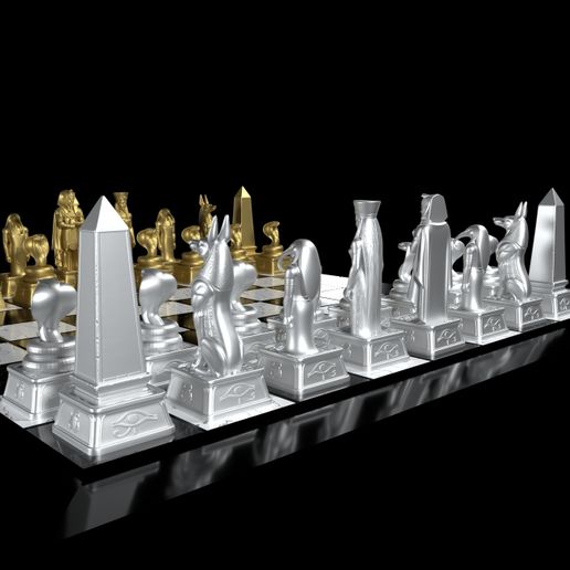 Premium Egyptian Chess Set STL