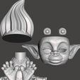 baby-troll-pot-or-container-stl-file-3d-model-f23f3f901c.jpg FLOWER POT/VASE/CONTAINER -“BABY TROLL” WITH REMOVABLE HAIR
