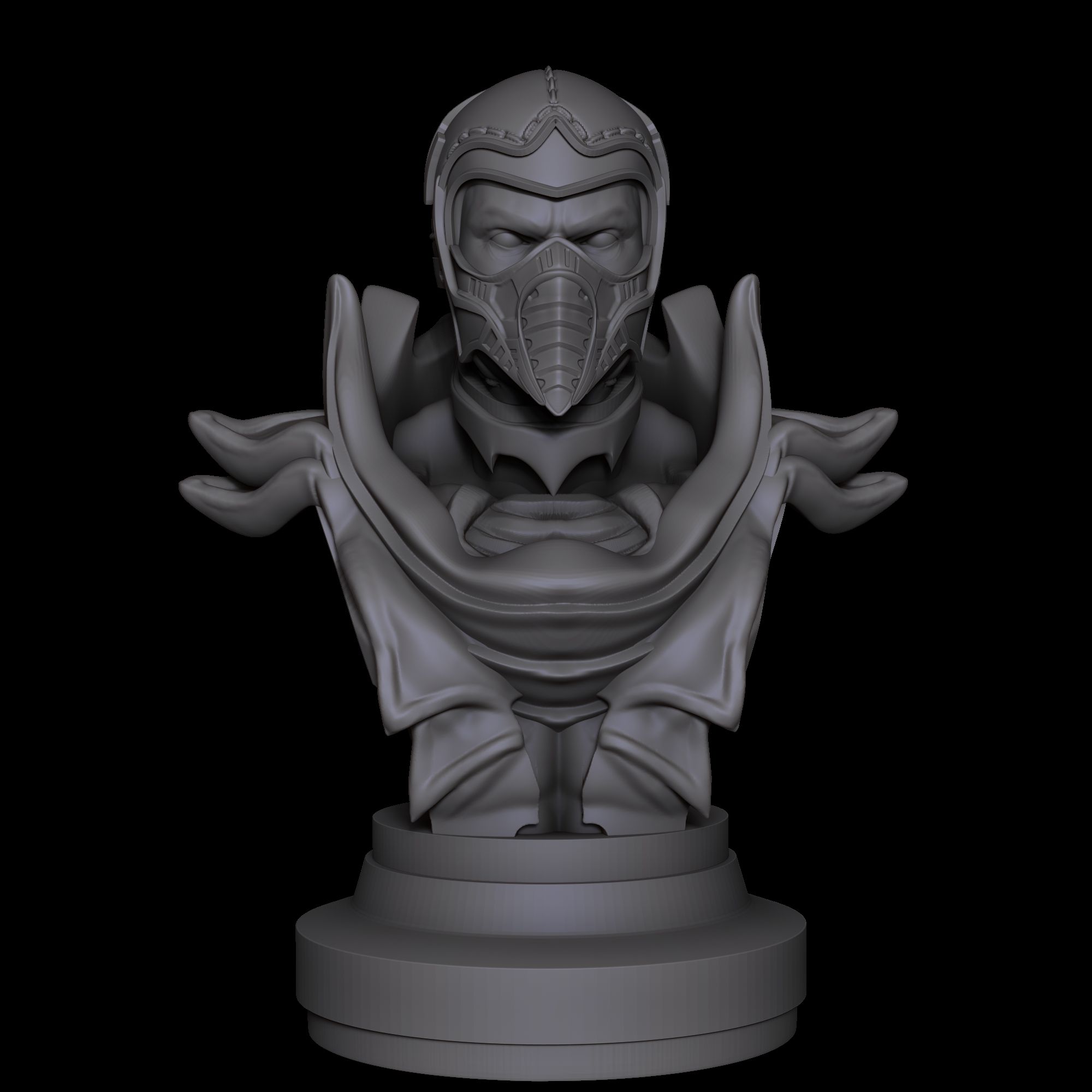 01.jpg Download STL file Scorpion Bust Mortal Kombat • 3D printing template, DerikRepto