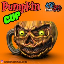 Taza-calabaza-Cults-1.jpg STL file PUMPKIN CUP HALLOWEEN・Model to download and 3D print