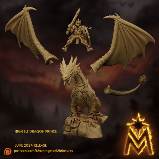 4-High-Elf-Dragon-Prince-32mm-Individual-Parts.jpg High Elf Dragon Prince | Presupported Miniature