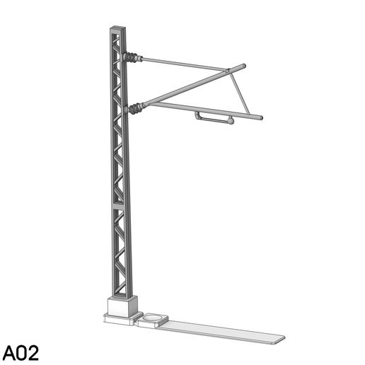 H0-Catenery-pole-A02-1.jpg [Escala ZM H0] Conjunto de pólos básicos de catenária Tipo:A01-A08 FDM