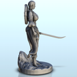 128.png Warrior with back shield and curved sword (21) - Medieval Fantasy Magic Feudal Old Archaic Saga 28mm 15mm