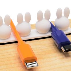 1.jpg Free STL file USB cable holder (Rabbits type)・3D printable model to download