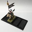 Base-printed-with-Mini.jpg 4x1 Extended Regiment Cavalry Base to use your 25x50mm based cavalry minis for the Older World new 30x60mm base size