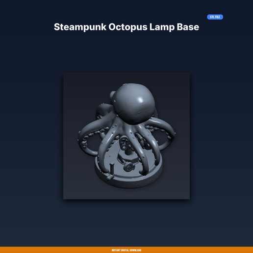 Steampunk Octopus Lamp Base - 3D Printable STL File
