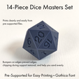 gothica-printed.png Dice Masters Set - 14 Shapes - Gothica Font - Supports Included