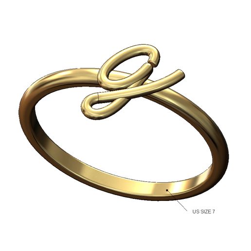 G letter initial 3d lowercase wire stacker ring