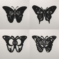 Butterfly-Wall-Decoration-Set-of-4-WARAJBUS1.jpg STL file Butterfly Wall Decoration Set of 4 WARAJBUS1・Template to download and 3D print