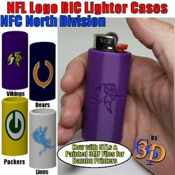 Bic-NFL-NFC-North-Img.jpg Fichier STL NFL Football Etuis à briquets Bic Division Nord NFC Bears Lions Packers Vikings・Plan imprimable en 3D à télécharger