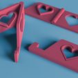 2.jpg Heart Smartphone Holder - 13mm notch size - print in place