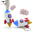 Cutie3D-Click Rocket Fidget Clicker Keychain_01.png Cutie3D Click Rocket Fidget Clicker Keychain - Cute Backpack Keychain