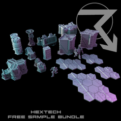 HEXTECH-Free-Sample-Bundle-Buildings.png Free 3D file HEXTECH - Free Sample Pack (Battletech Compatible)・Template to download and 3D print