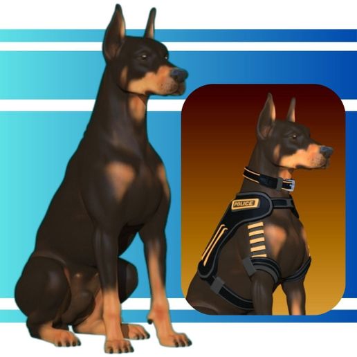 Doberman (pack x2) dog - 3D model önizlemesi