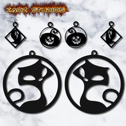 project_20230929_1522104-01.png STL file Halloween Earrings bundle Halloween jewelry pack of 3 Earring styles・3D print model to download