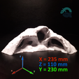 BreezeStone-Cave-3d-printed-by-Aquireef3D-dimmensions.png 3D Printable Cave, Pet Shelter for Aquariums & Terrariums: Fish, Shrimp, Reptile, Spider and Bug Hide, Small Rock Form Tank Decor