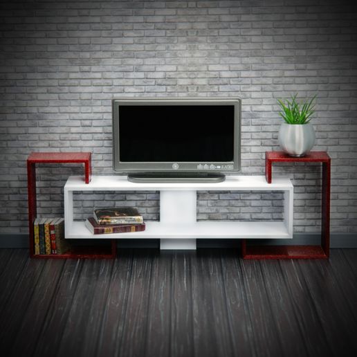 DSC_5265-2.jpg Modern TV Stand & TV Desk - Miniature Dollhouse Furniture. TV Desk 1:12 Scale. Perfect STL File for dollhouse TV Stand