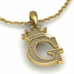 pandand2.jpg COLLIER PENDENTIF COURONNE G LETTRE TRENDY MODÈLE IMPRIMABLE EN 3D