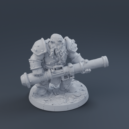 Dwarf Heavy Gunner II 3D printable STL miniature