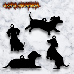 project_20230926_1951230-01.png Archivo STL 4 pack de joyas dachshund pendientes collar llavero colgante・Objeto imprimible en 3D para descargar
