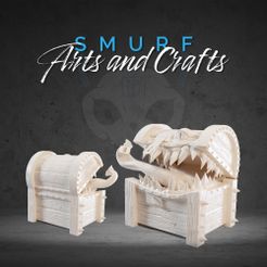 SmurfArtsandCrafts_Kiste_1_Render_070923.jpg Archivo STL Cofre del Tesoro Mimic - Miniatura 3D de Fantasía Oscura・Diseño imprimible en 3D para descargar