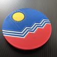 IMG_9710.jpg Free STL file Sioux Falls - Flag Coaster・Template to download and 3D print