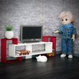 DSC_5191.jpg Modern TV Stand & TV Desk - Miniature Dollhouse Furniture. TV Desk 1:12 Scale. Perfect STL File for dollhouse TV Stand