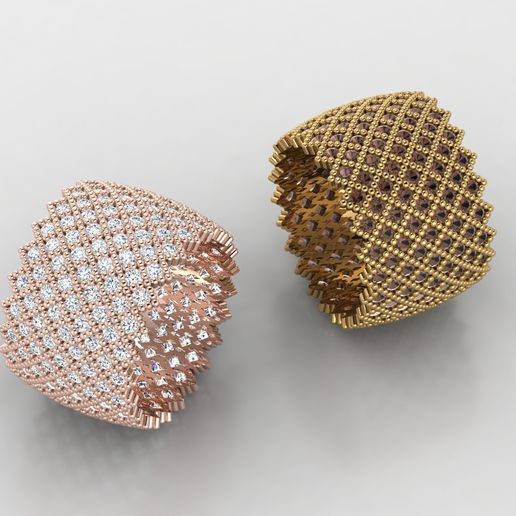 Bold Textured Mesh Ring – Modern Statement Design 3D model
