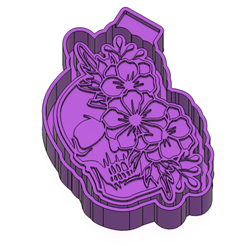 skull-3.png STL file SKULL FLOWER FRESHIE MOLD - SILICONE MOLD BOX・3D print design to download