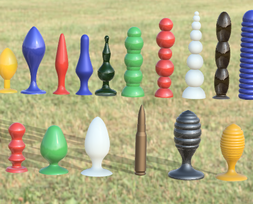 🍆 Dildo Plug Anal Sex Toy Collection 16 Models 7.62 Bullet・ STL File for  ・Cults