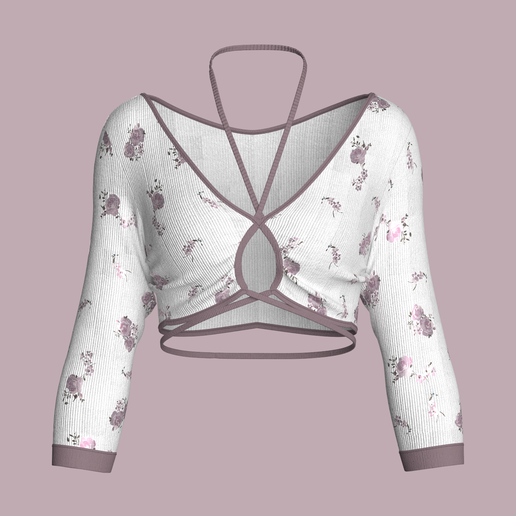 Girls Printed Criss Cross Top V2  | Marvelous / Clo3d / obj / fbx