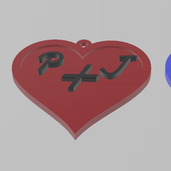 pj.png Llavero corazón letra P + J