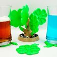 shamrock-coasters-tree-04.jpg Fichier STL Sous-verres Shamrock Arbre Bonzai・Design imprimable en 3D à télécharger