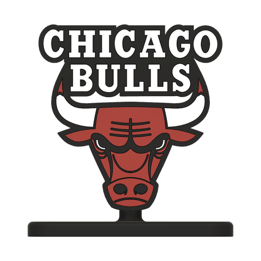 Chicago-Bulls-Logo-Front-2-v1.png STL file Chicago Bulls NBA Logo Stand 2 version・Model to download and 3D print, Upcrid