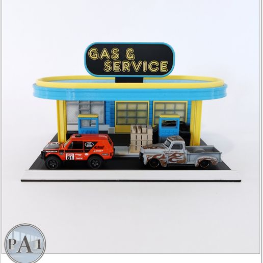 003.jpg STL file 1/64 GAS STATION - HOT WHEELS/DIECASTS DIORAMA・3D printer model to download, PA1