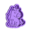 CookieCutter-124.stl Cute Unicorn Cookie Cutter & Stamp – Kawaii Unicorn STL (2 Inch)