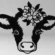 1.jpg Line art cow, 2d cow, cute cow, flower cow, 2d art cow, 2d art flower, wall art cow