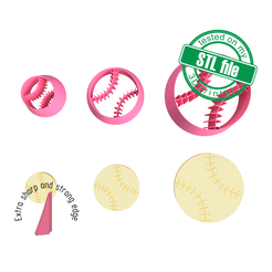 7772589_A_1.png Baseball ball, Football mom collection, 3 Sizes, Digital STL File For 3D Printing, Polymer Clay Cutter, Earrings, Cookie, sharp, strong edge
