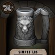 04.jpg Fichier STL gratuit Mugs mythiques - Lion's Brew - Porte-canette / Conteneur de stockage・Objet imprimable en 3D à télécharger