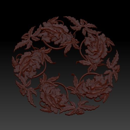 floral pattern 3d model of bas-relief for cnc