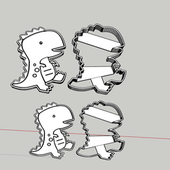 trex.png STL file Dinosaur Dino cookie cutter embossed cake design decoration party boy girl baby cute party・3D printer model to download