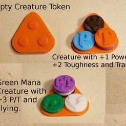 MTGCreatureToken.jpg Free STL file Magic: The Gathering Basic Creature Token (3-Counter Holder) MtG #MtGCounters・Object to download and to 3D print