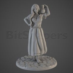 01_maid1.jpg OBJ file Townsfolk 01 Maid with Water・3D printable model to download, BitShapers