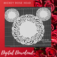 Rose-etched-mickeyhead-2.png Mickey head with Etched Rose design / Mouse ears / Birthday decor / wedding / baby shower/ cake topper / Disney themed decor / Roses