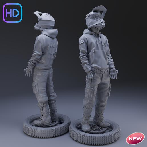 No Limits" Motocross Skeleton Figure on Tires