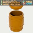 Wine-Barrel-Container-with-Lid.jpg Medieval Barrel Shaped Container with Removable Lid MineeForm FDM 3D Print STL File