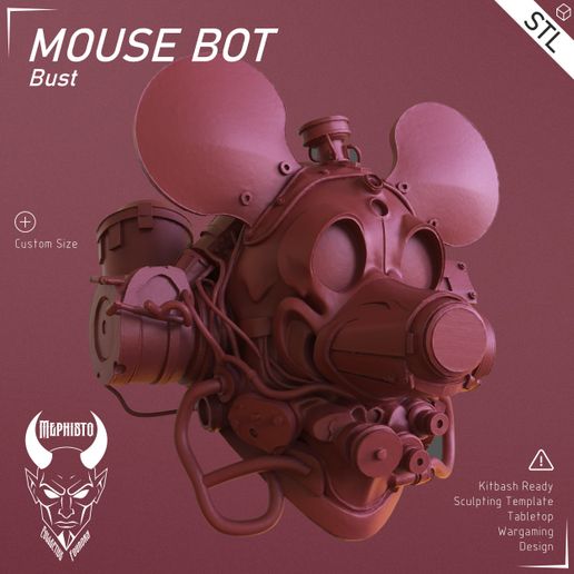 🐁 Mouse Bot Bust - MCF・ STL File for 3D printing・Cults