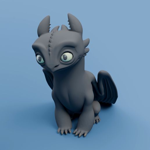 Toothless Night Fury Chibi Figurine STL – How to Train Your Dragon 3D Print for Fans